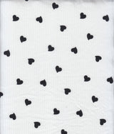 Heart Print Ribbed Knit Fabric