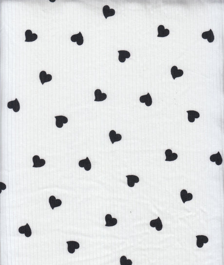Heart Print Ribbed Knit Fabric