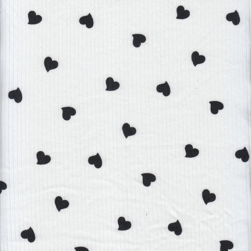 1 Yard 4x2 Yummy Rib Heart Print Fabric 170 GSM Polyester Spandex Blend 58/60" Width