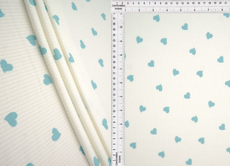 Heart Print Ribbed Knit Fabric