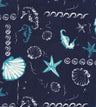 Printed Linen Look Woven Fabric Under the Sea