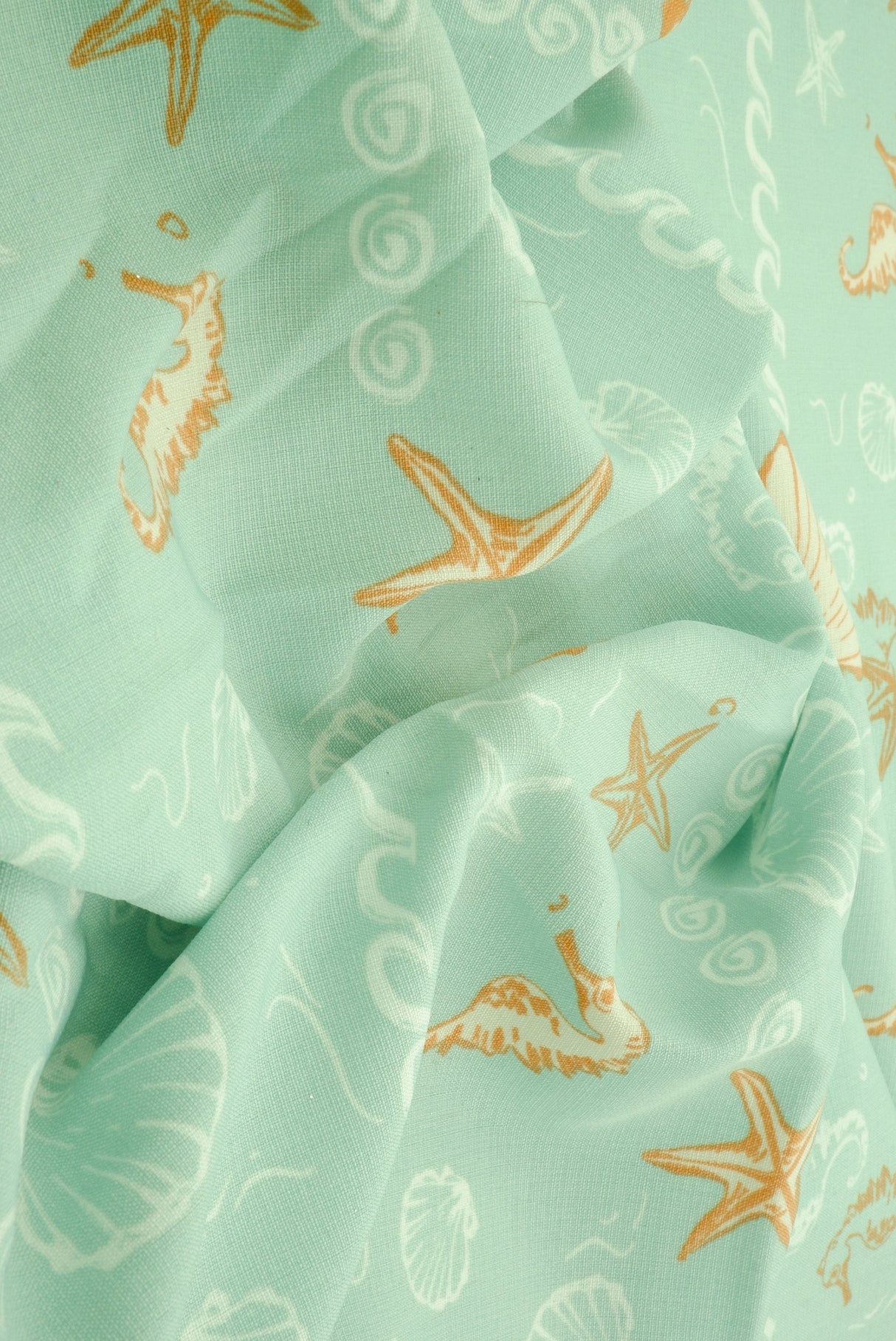 Printed Linen Look Woven Fabric Under the Sea