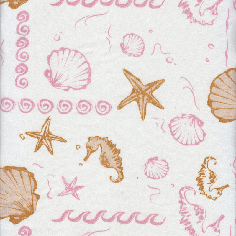 58/60" Width Under the Sea DTY Print Fabric 96 Percent Polyester 4 Percent Spandex Soft Lightweight Stretch Knit 1 Yard