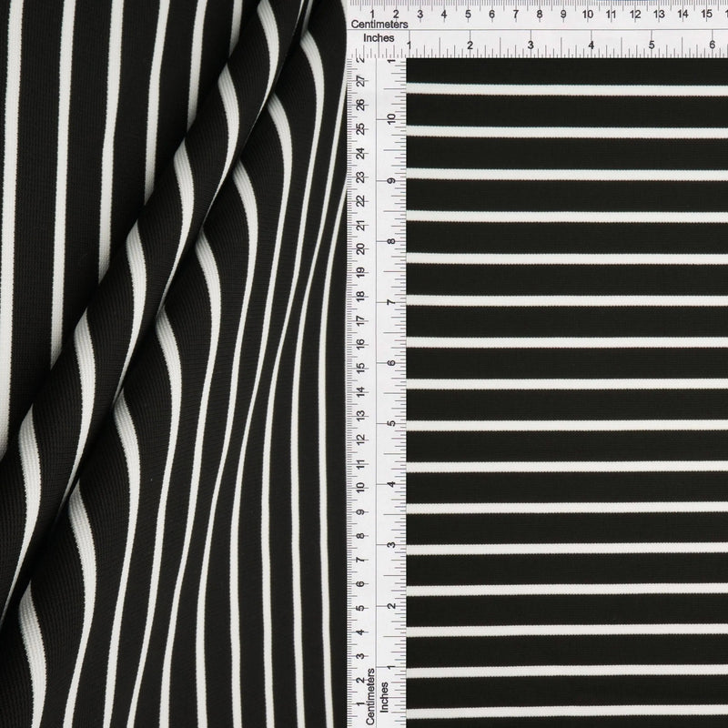 1 Yard Yarn Dye Stripe Ponte Fabric 275 GSM Polyester Spandex Blend 58/60" Width