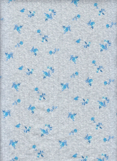 1 yarda de tela con estampado digital floral pequeño estilo algodón punto calado, 93% poliéster, 7% spandex, ancho 58/60"
