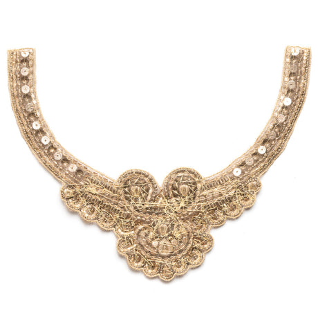 Gold and Pewter Rhinestone Neck Applique - 10"