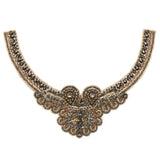 Gold and Pewter Rhinestone Neck Applique - 10"