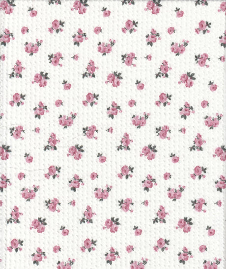 1 yarda de tela de punto doble acogedora con estampado digital floral pequeño, suave, elástica, ancho 56/57 pulgadas