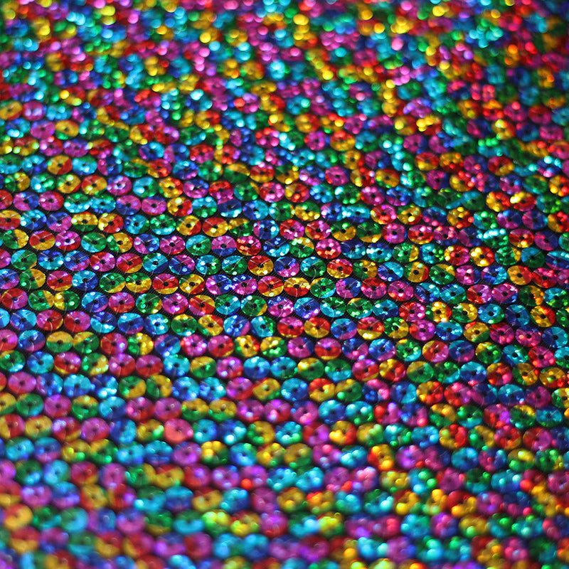 Kaleidoscope Sequins Poly Spandex Fabric - Gold Multi/Jewel Round Sequins, 56/58" Width (1 Yard)