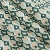 Green Geometric Ikat Printed Stretch Cotton Sateen
