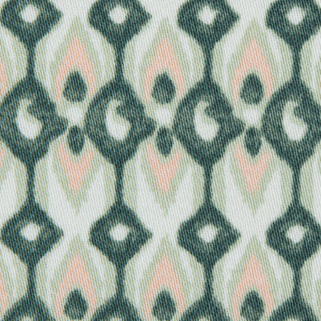 Green Geometric Ikat Printed Stretch Cotton Sateen