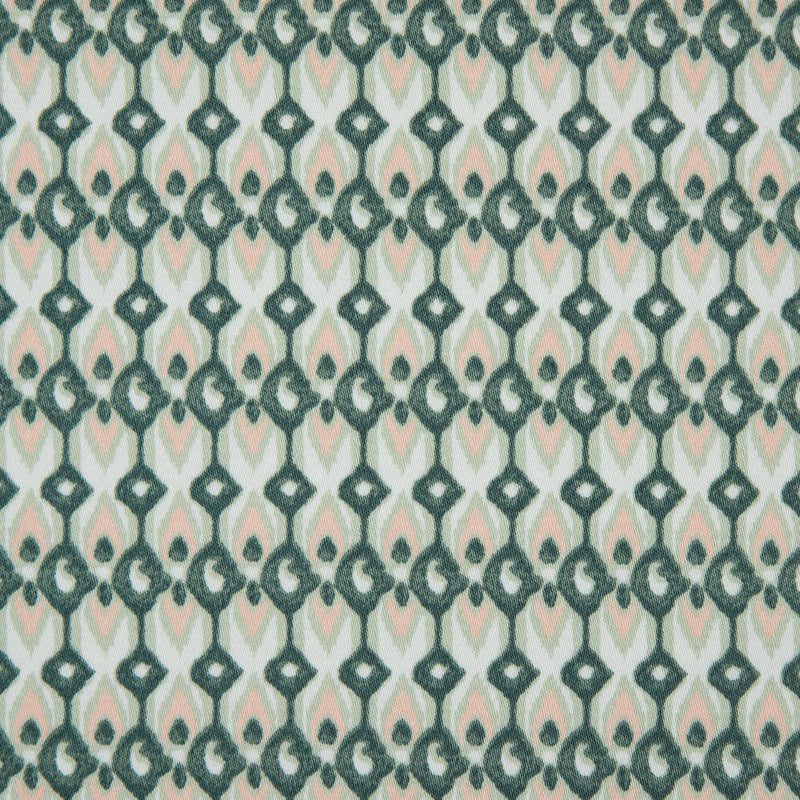 Green Geometric Ikat Printed Stretch Cotton Sateen