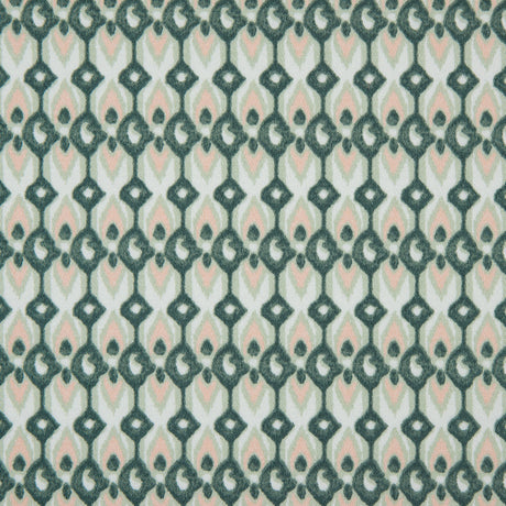 Green Geometric Ikat Printed Stretch Cotton Sateen
