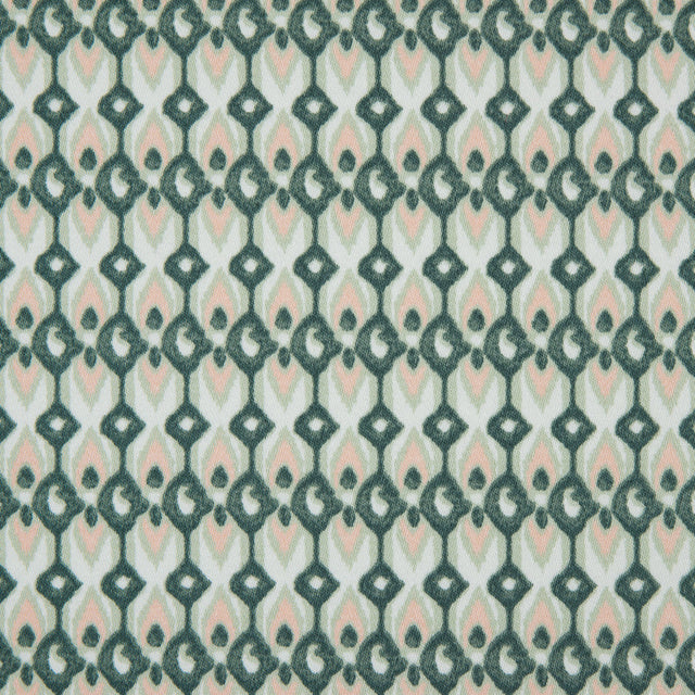 Green Geometric Ikat Printed Stretch Cotton Sateen