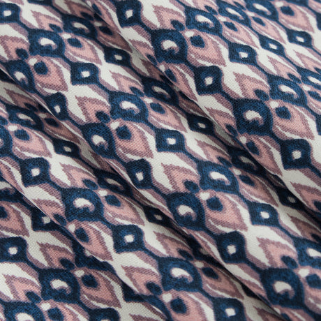 Purple Geometric Ikat Printed Stretch Cotton Sateen