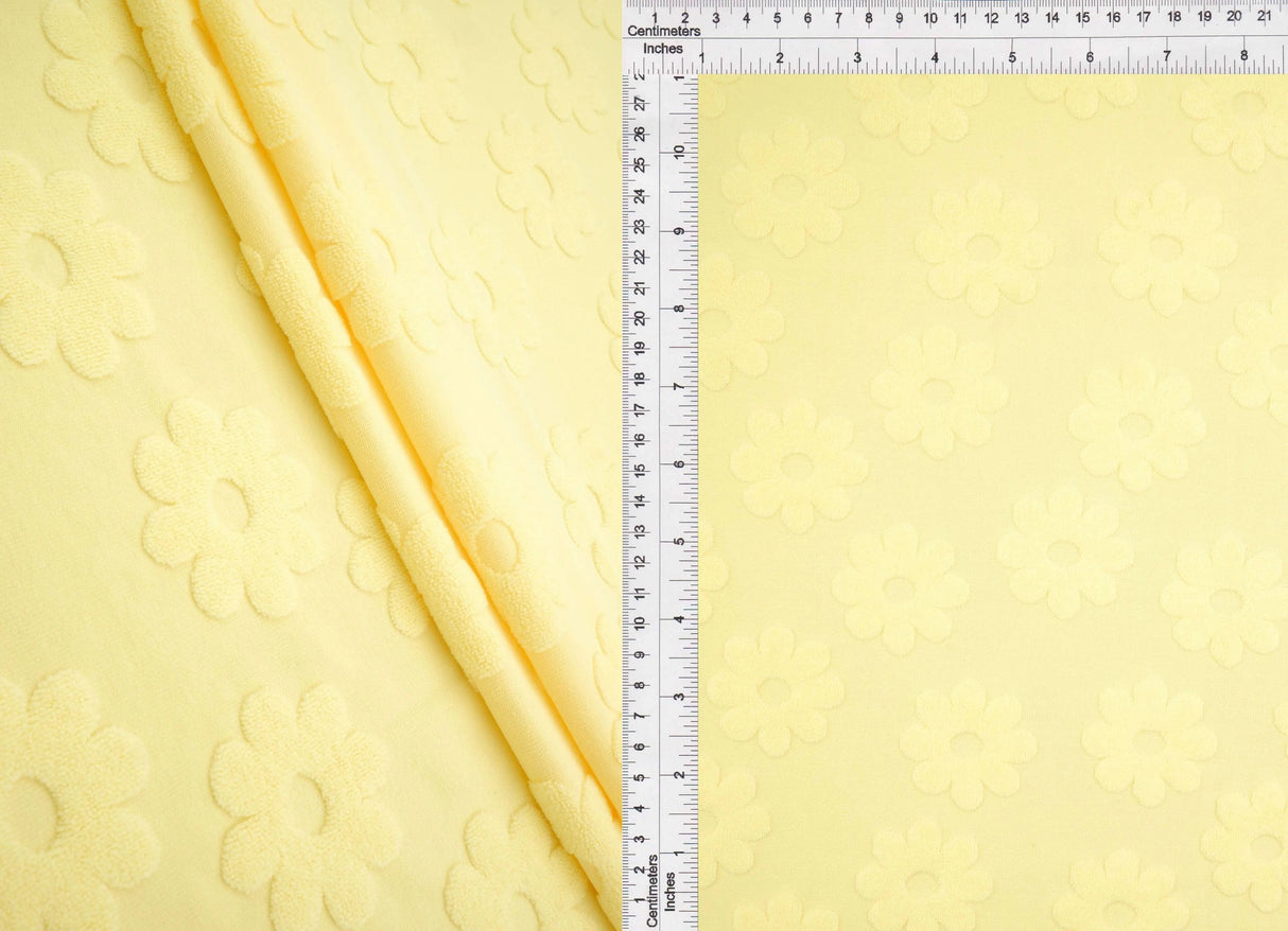 1 Yard Floral Daisy Jacquard Towel Knit Fabric 58/60 Inch Wide Plush Heavyweight Textile for Towels & Home Accessories