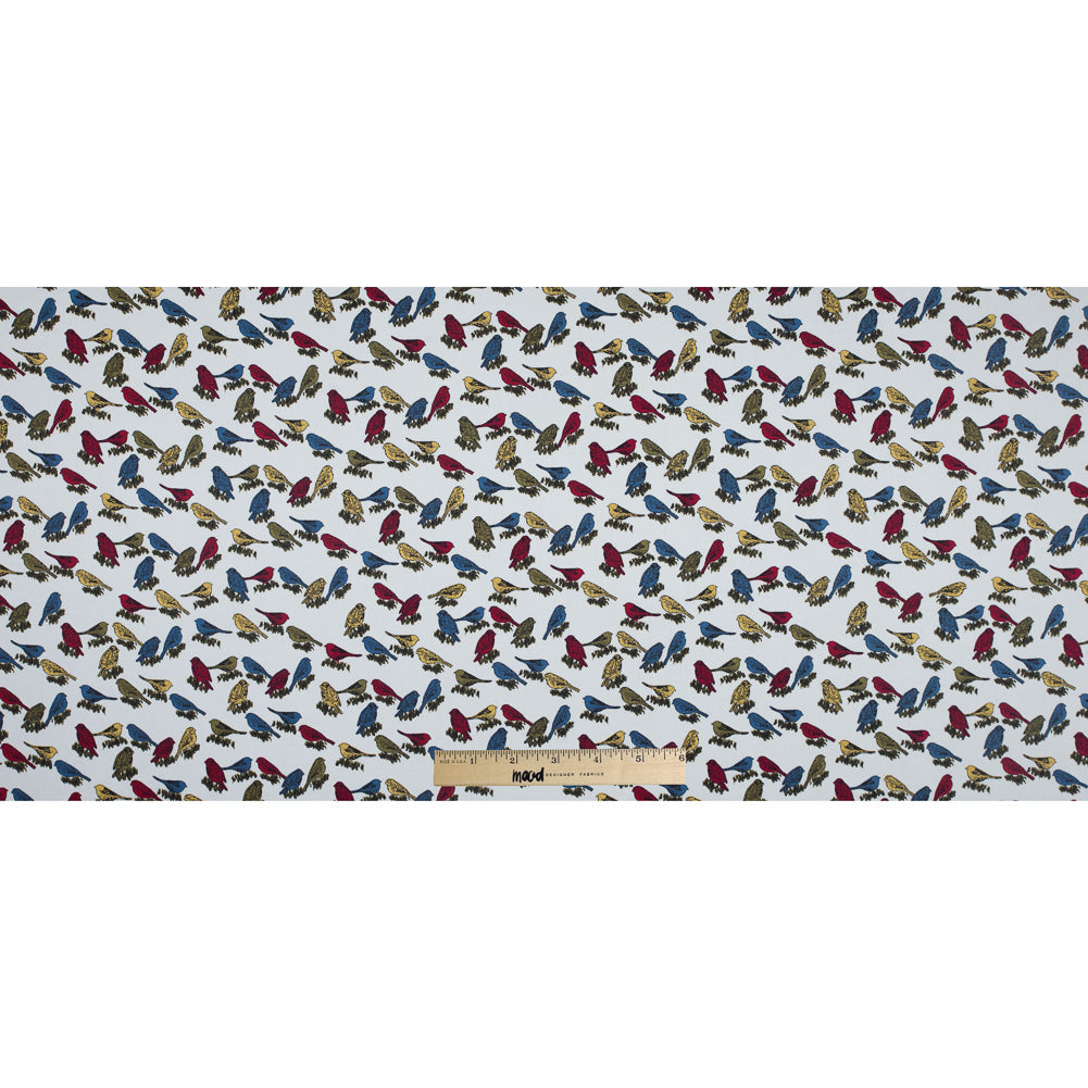 White Birds Printed on a Cotton Sateen