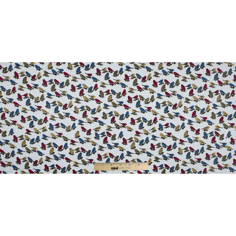 White Birds Printed on a Cotton Sateen