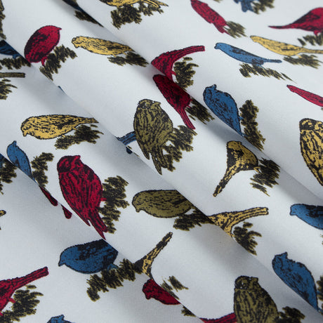 White Birds Printed on a Cotton Sateen