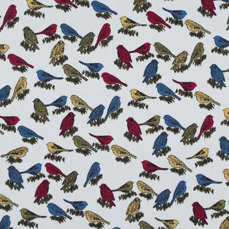 White Birds Printed on a Cotton Sateen