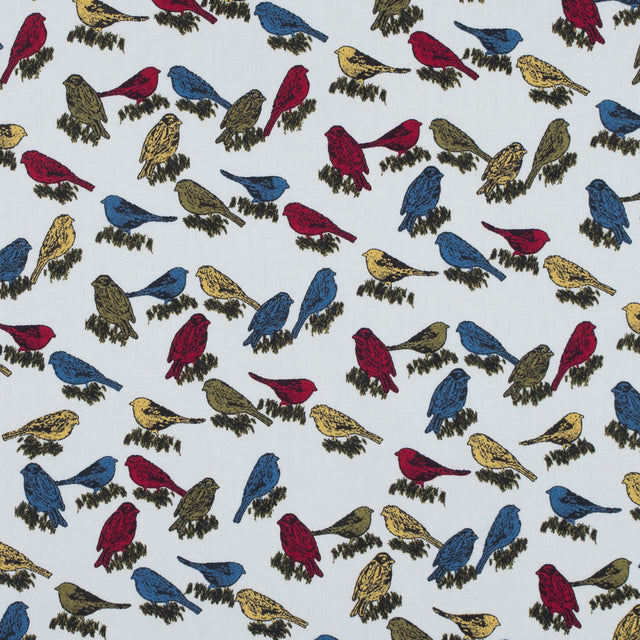 White Birds Printed on a Cotton Sateen