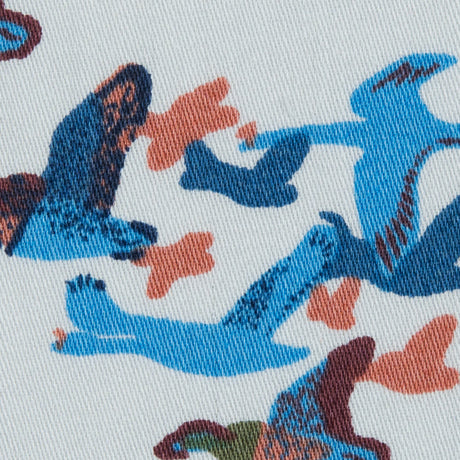 Blue Flying Birds Printed Cotton Sateen