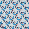Blue Flying Birds Printed Cotton Sateen