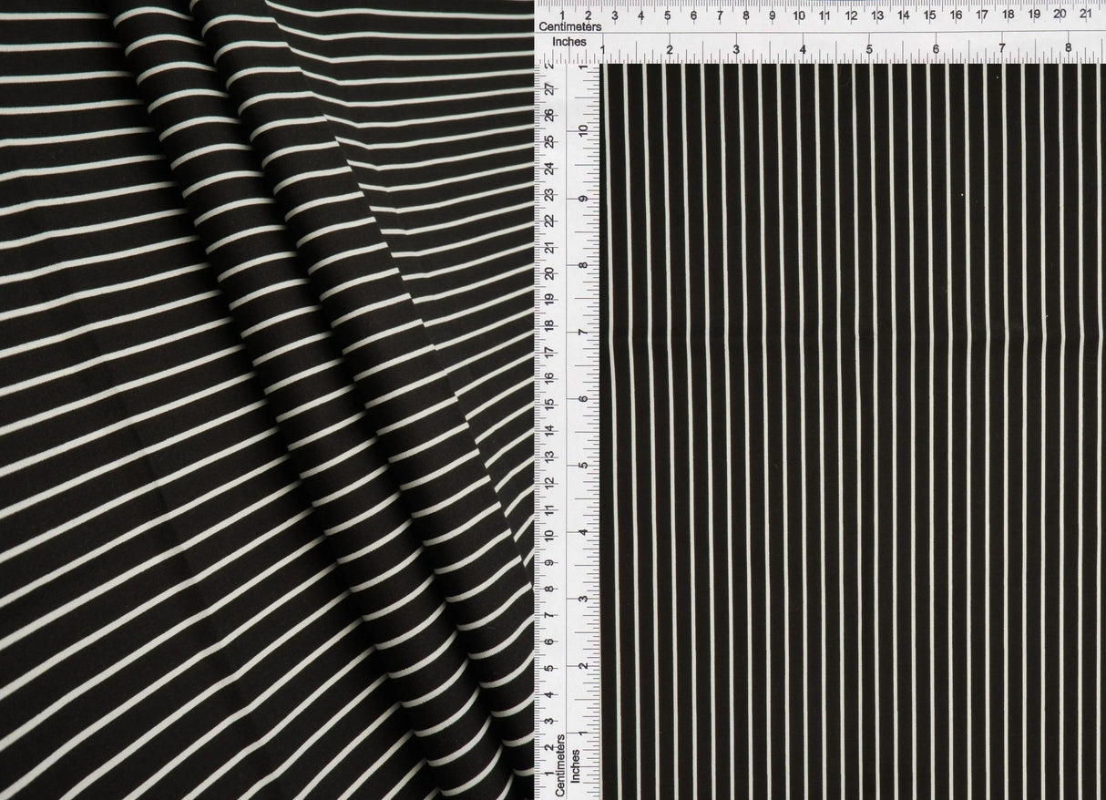 Stretch Cotton Poplin Stripe Fabric, Printed Woven 97% Cotton 3% Spandex, 57/58" Wide