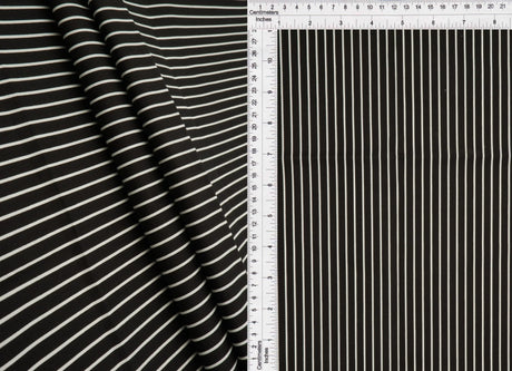 Stretch Cotton Poplin Stripe Fabric, Printed Woven 97% Cotton 3% Spandex, 57/58" Wide