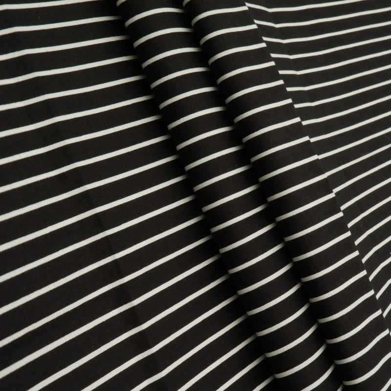Stretch Cotton Poplin Stripe Fabric, Printed Woven 97% Cotton 3% Spandex, 57/58" Wide