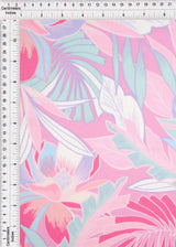 DTY Tropical Leaf Print Knit Fabric Pink
