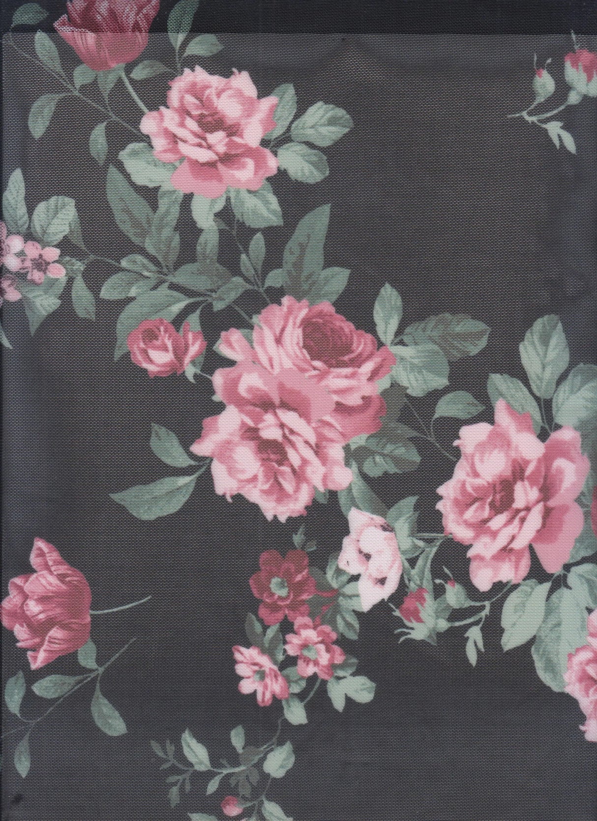 1 Yard Digital Floral Mesh Knit Fabric, 56/58? Wide Polyester Spandex Blend