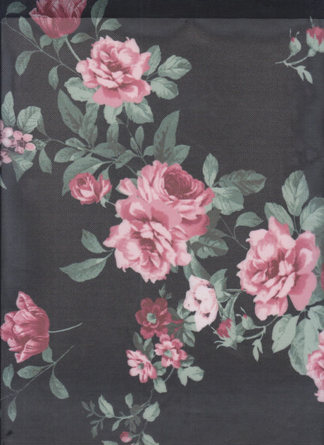1 Yard Digital Floral Mesh Fabric Lightweight Sheer Stretch, 56/58” Wide Polyester Spandex