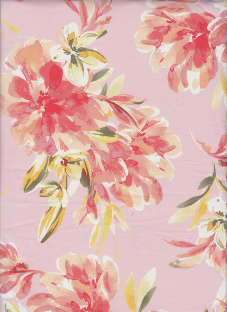 1 Yard DTY Floral Digital Print Fabric 180 GSM Polyester Spandex Blend 58/60" Width