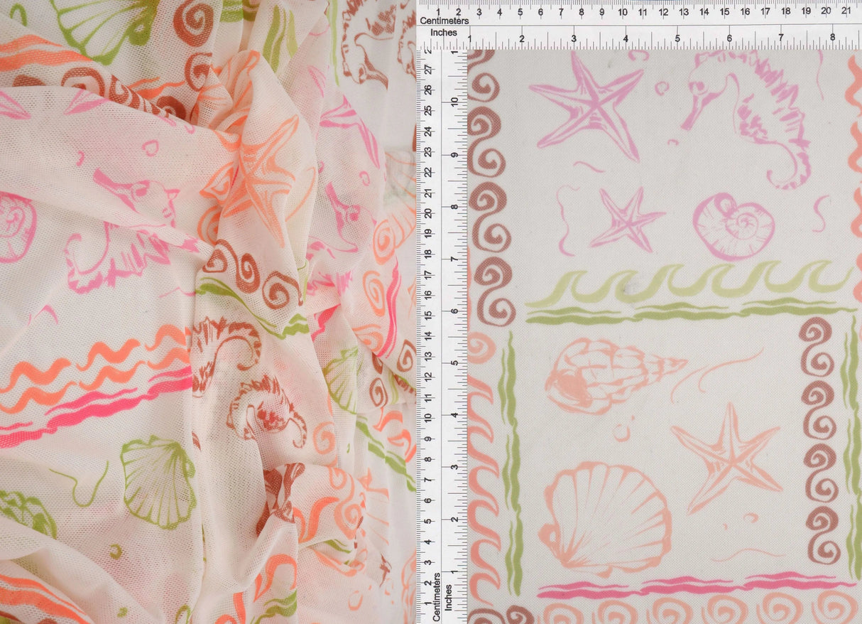 1 Yard Digital Under The Sea Mesh Knit Fabric, 56/58? Wide Polyester Spandex Blend