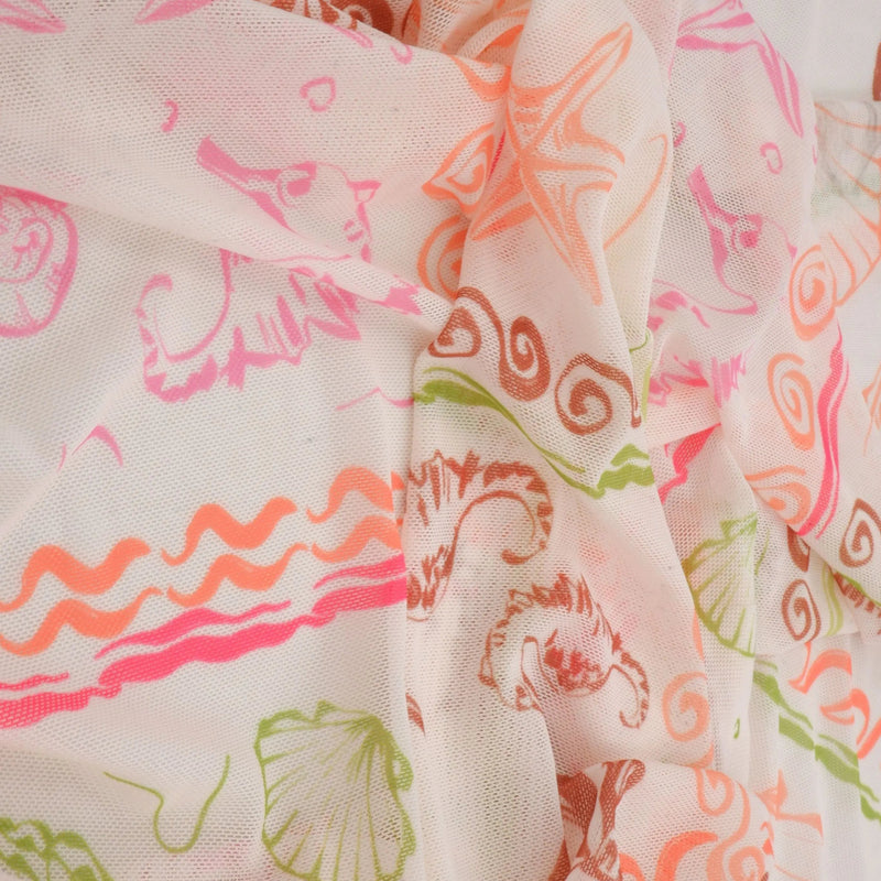 1 Yard Under the Sea Digital Mesh Fabric Lightweight Stretch Sheer, 56/58” Wide Polyester Spandex