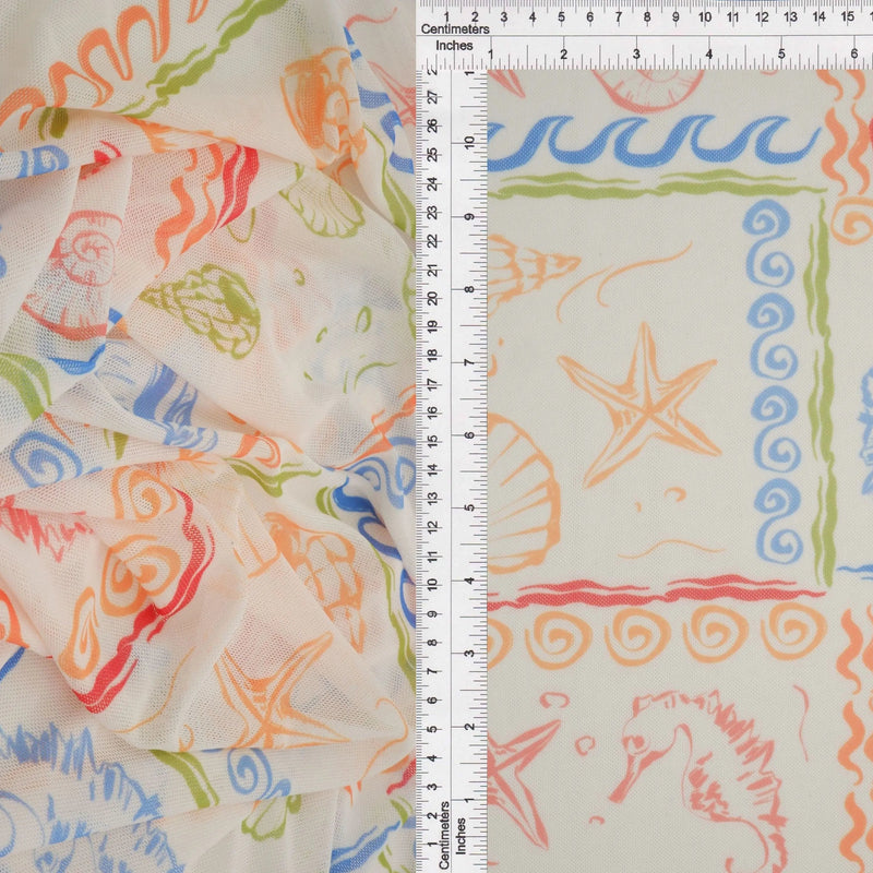 1 Yard Digital Under The Sea Mesh Knit Fabric, 56/58'' Wide Polyester Spandex Blend