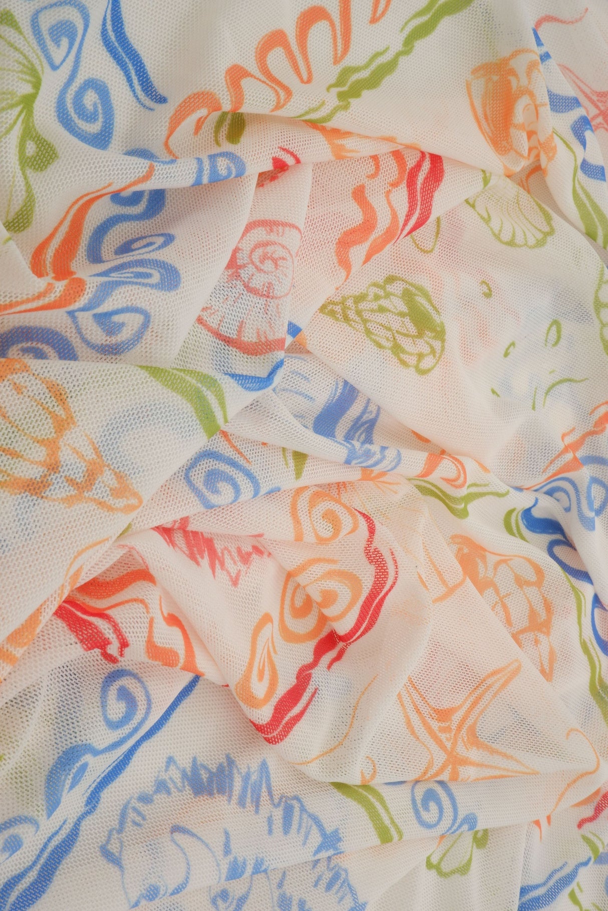 Printed Mesh Under the Sea Fabric