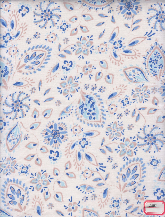 Floral Linen Look Woven Fabric
