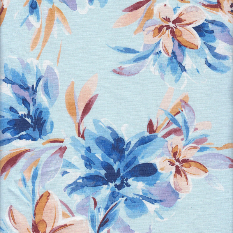 Floral Printed Linen Look Woven Fabric