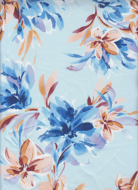 Floral Printed Linen Look Woven Fabric
