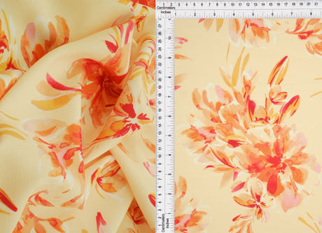 Floral Printed Linen Look Woven Fabric