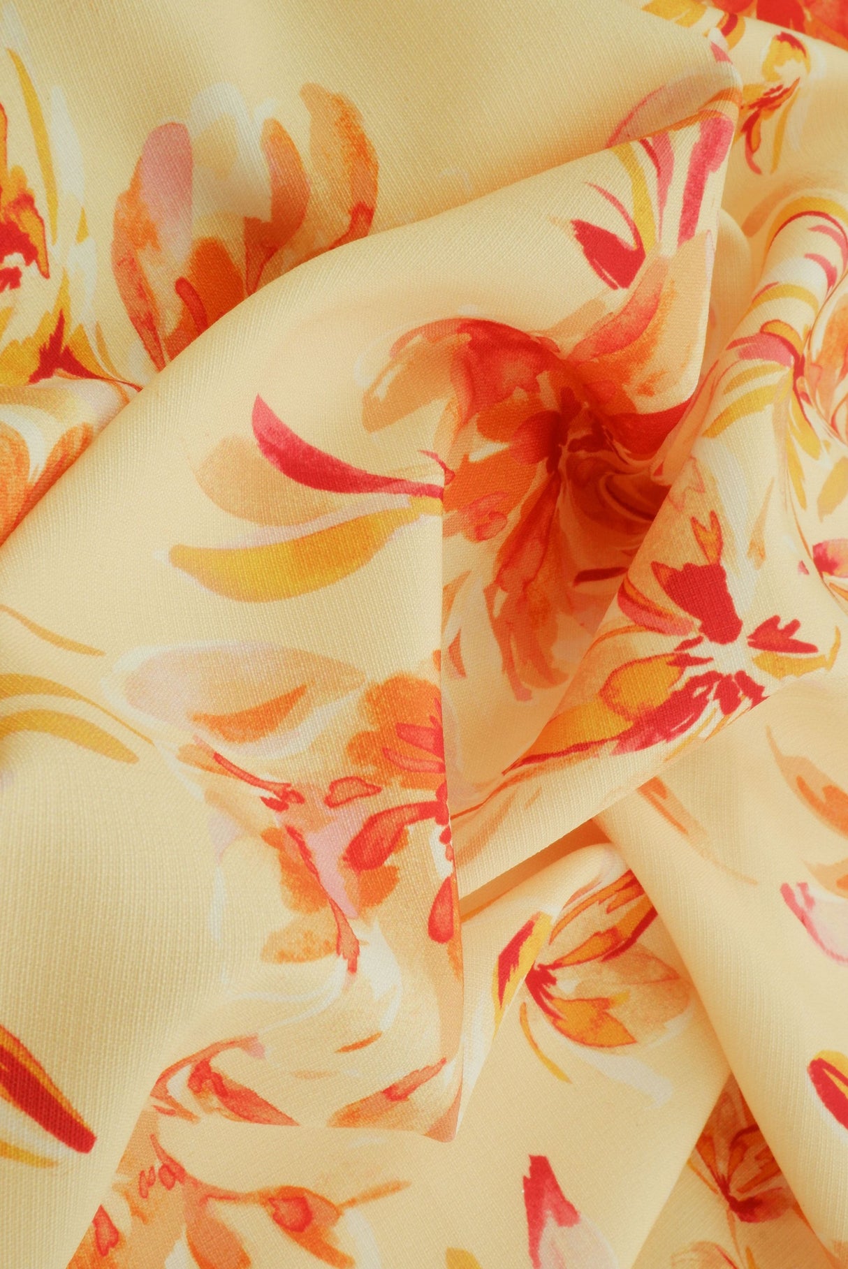 Floral Printed Linen Look Woven Fabric