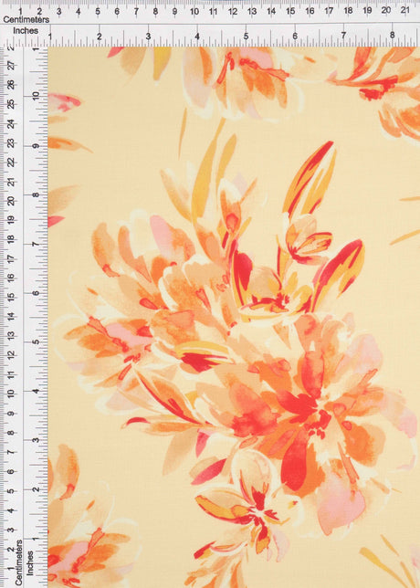 Floral Printed Linen Look Woven Fabric