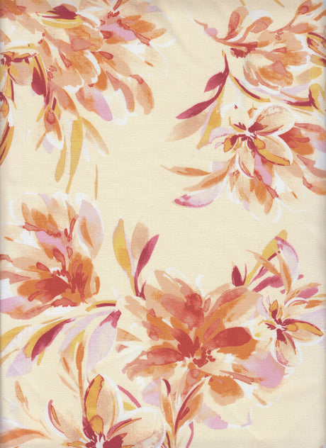 Floral Printed Linen Look Woven Fabric