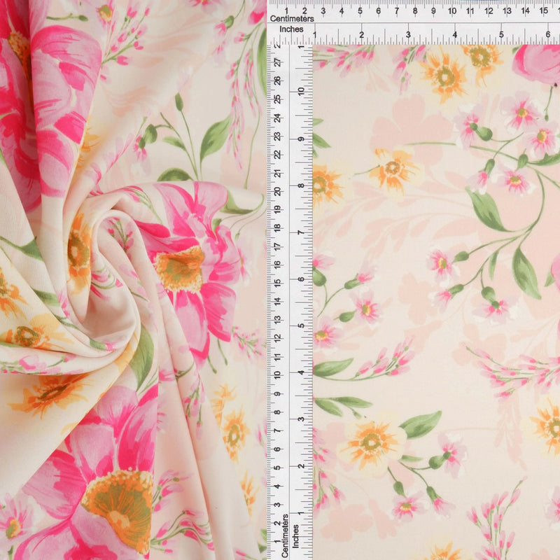 1 Yard DTY Floral Digital Print Fabric 180 GSM Polyester Spandex Knit 58/60" Width