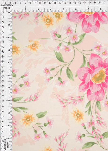 1 Yard DTY Floral Digital Print Fabric 180 GSM Polyester Spandex Knit 58/60" Width