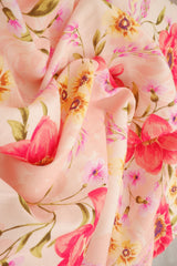 Floral Printed Rayon Linen Slub Fabric