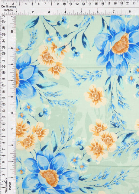 Floral Printed Rayon Linen Slub Fabric