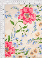 Floral Printed Rayon Linen Slub Fabric